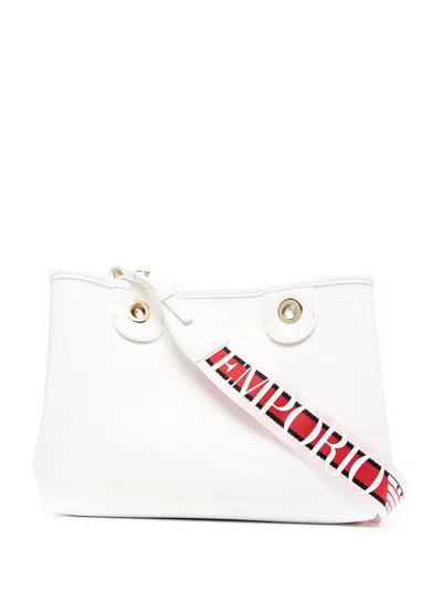 EMPORIO ARMANI EMPORIO ARMANI WHITE LOGO-PRINT BAG WITH HANDLES