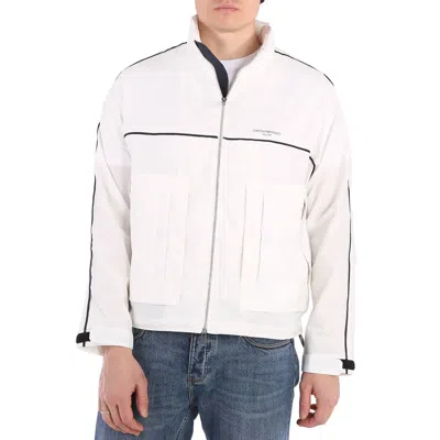 Pre-owned Emporio Armani White Nylon Full Zip Logo Blouson Jacket