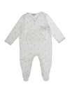 Emporio Armani White Onesie With All-over Logo Motif In Cotton Baby In White
