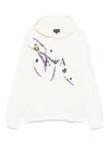 Emporio Armani Asv Jersey Hooded Sweatshirt With Floral Print And Embroidery In White