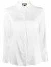 Emporio Armani Straight Collared Silk Shirt In White
