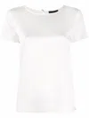 Emporio Armani White Stretch Silk T-shirt With Rear Key-hole In White