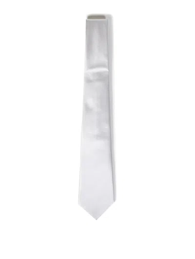 Emporio Armani White Silk Tie