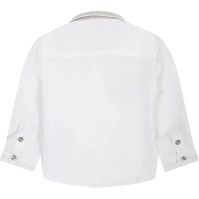 Emporio Armani White Skirt For Babyboy With Blue Eagle