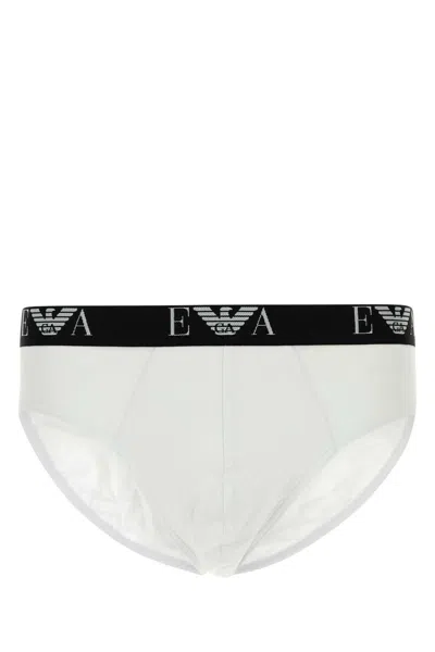 Emporio Armani Cotton Brief Set Featuring Elastic Waistband In White