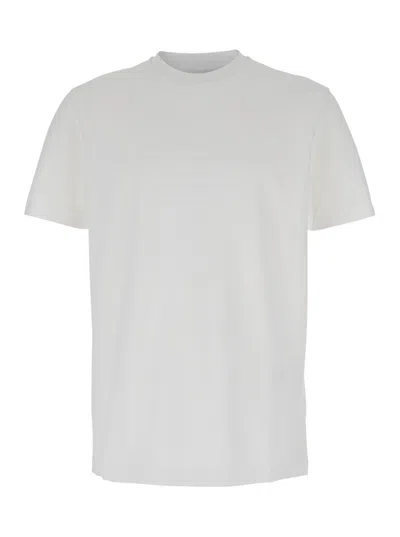 Emporio Armani White T-shirt With Logo On The Front Tone-on-tone In Cotton Man