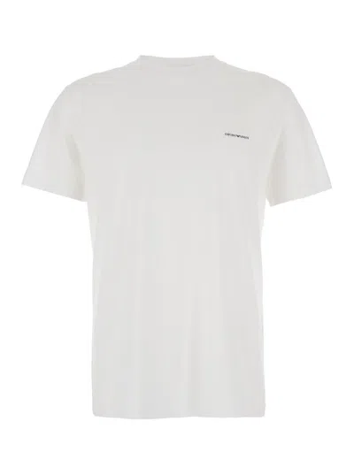 Emporio Armani White T-shirt With Logo On The Left Front
