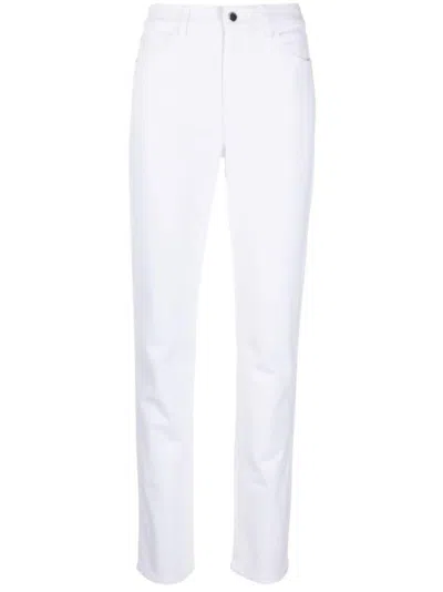 EMPORIO ARMANI WHITE TONAL STRAIGHT-LEG JEANS