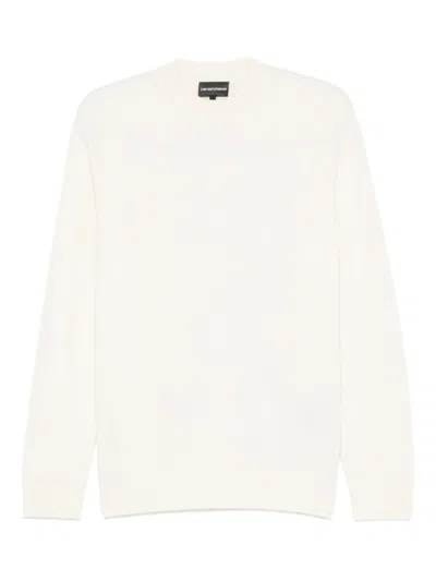 EMPORIO ARMANI WHITE WOOL CREWNECK JUMPER