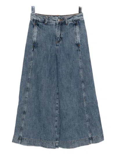 Emporio Armani Kids' Wide-leg Comfort Denim Jeans In Blue