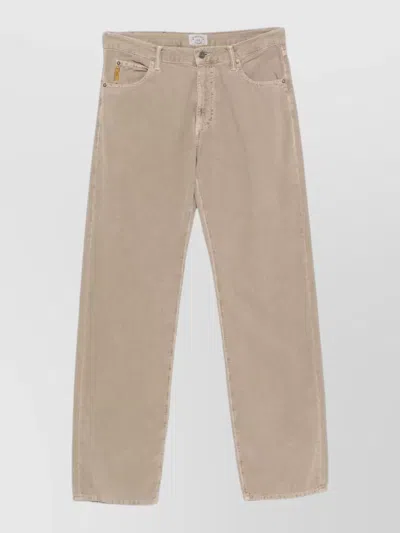 Emporio Armani Wide Leg Cotton Corduroy Five Pocket Jeans In Brown