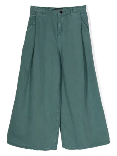 Emporio Armani Kids' Wide-leg Cotton Trousers In 0635