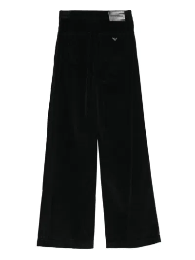 Emporio Armani Wide-leg Denim Jeans In Black