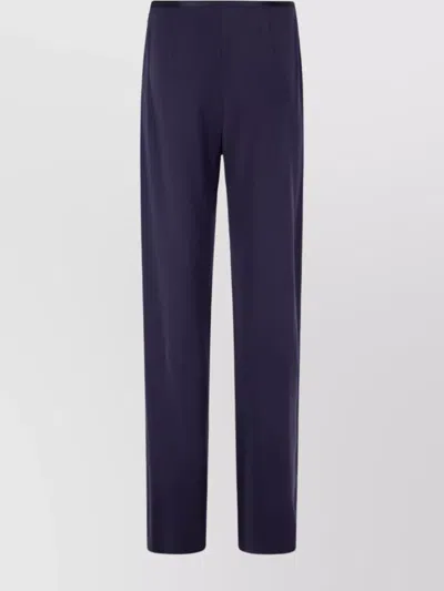 Emporio Armani Wide Leg High Waist Trousers With Satin Trim In Blue