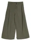 Emporio Armani Wide-leg Linen-blend Trousers In Green