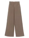 Emporio Armani Linen Trousers With Wide Legs And Pockets In Brown