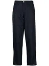 Emporio Armani Straight-leg Linen Trousers In Blau