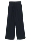 Emporio Armani High Waist Pleated Wide Leg Trousers In Blue