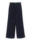Emporio Armani Wide-leg Linen Trousers In Blue