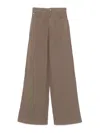 Emporio Armani Wide-leg 100% Linen Trousers In Brown