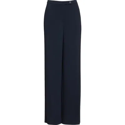 Emporio Armani Wide Leg Pants In Navy Blue