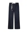 Emporio Armani Wide-leg Relaxed-fit Trousers With Adjustable Drawstring In Blue