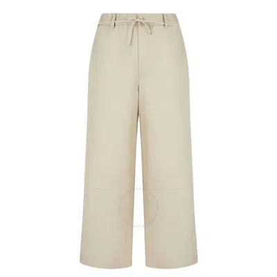 Emporio Armani Wide Leg Rope Belt Pants In Beige