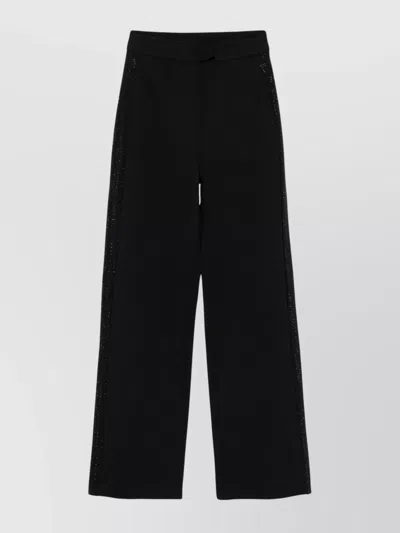 Emporio Armani Wide Leg Trousers Featuring Side Embellishments In Black
