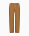 Emporio Armani Wide-leg Trousers In Denim-effect Fabric In Brown