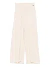 Emporio Armani Wide Leg Trousers With Elasticated Waistband And Slits In Neutrals