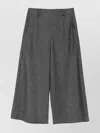 Emporio Armani Wide-leg Trousers With Front Pleats And Pockets In Gray