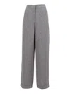 Emporio Armani Wide-leg Trousers With Herringbone Pattern And Discreet Pocket In Gray