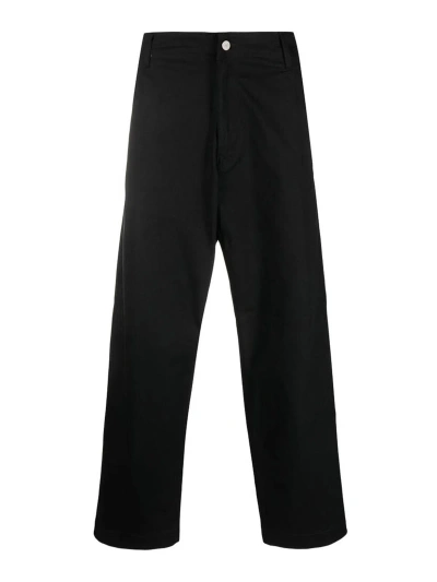 Emporio Armani Wide-leg Trousers With Logo Patch In Black