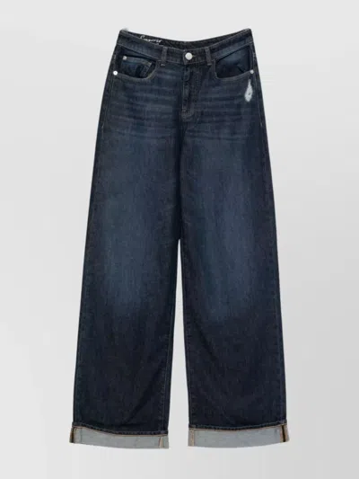 EMPORIO ARMANI WIDE-LEG TROUSERS WITH ROLLED CUFFS