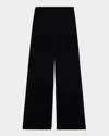 Emporio Armani Wide-leg Velvet Trousers In Black