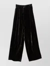 Emporio Armani Wide Leg Velvet Trousers Striped In Black