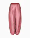 Emporio Armani Wide Trousers In Iridescent Knit Mesh In Red