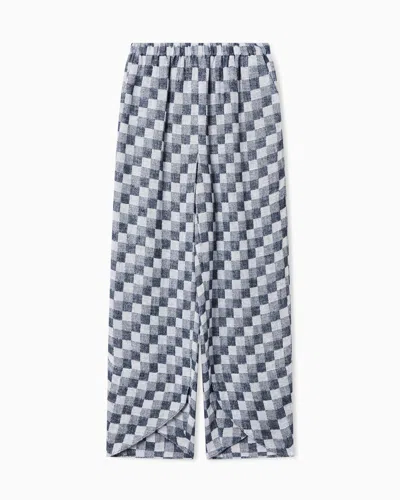 Emporio Armani Wide Trousers In Linen Gauze In Blue