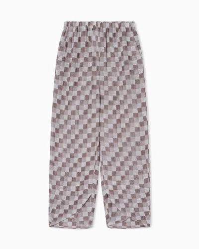Emporio Armani Wide Trousers In Linen Gauze In Multi