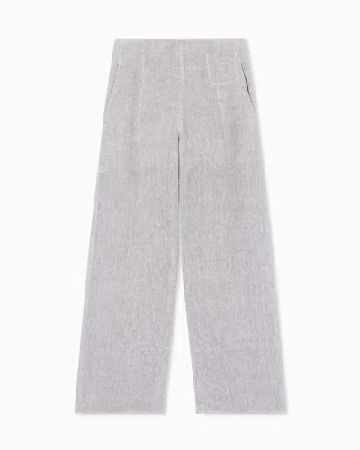 Emporio Armani Wide Trousers In Linen Gauze In Gray