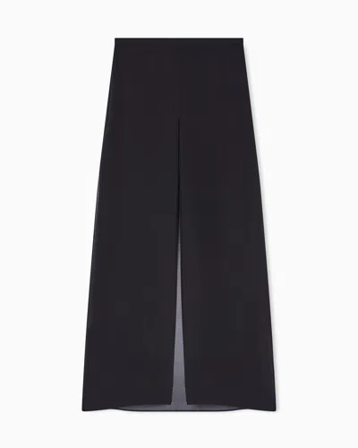 Emporio Armani Technical Georgette Culottes In Black