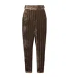 Emporio Armani Wide-wale Velvet Belted Trousers In Brown