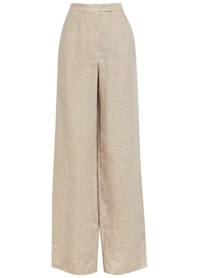 Emporio Armani Wide-leg Linen-blend Trousers In Multi