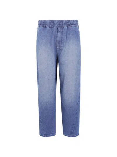 Emporio Armani Wide Leg Jeans Cropped Length Back Pocket In Blue