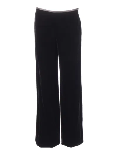 Emporio Armani Wide-leg Trousers With Smooth Flowing Fabric In Black