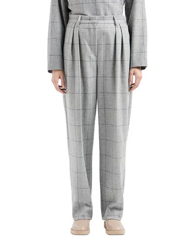 Emporio Armani Windowpane Print Pants In Light Grey