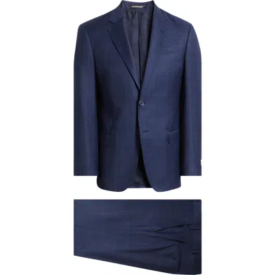 Emporio Armani Windowpane Virgin Wool Suit In Blue