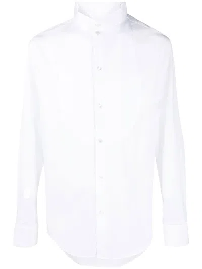 Emporio Armani Wingtip-collar Long Sleeve Shirt In 白色