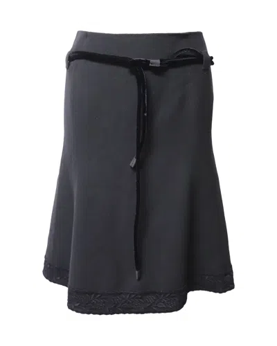 Emporio Armani Winter Belted Skirt In Black Wool