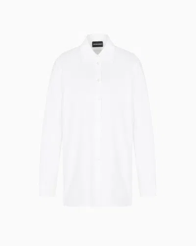 Emporio Armani Winter Urbanism Capsule Collection Polished Cotton Oversized Shirt In White